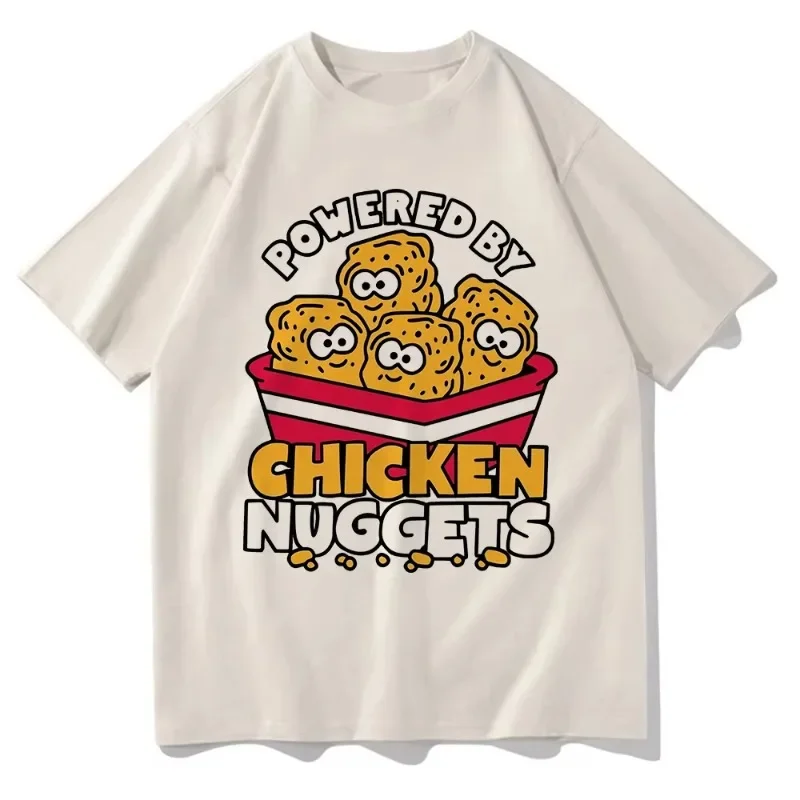 

Забавная футболка Powered By Chicken Nuggets, модная мужская/женская футболка в стиле Харадзюку в стиле ретро, винтажные повседневные хлопковые футболки высокого качества