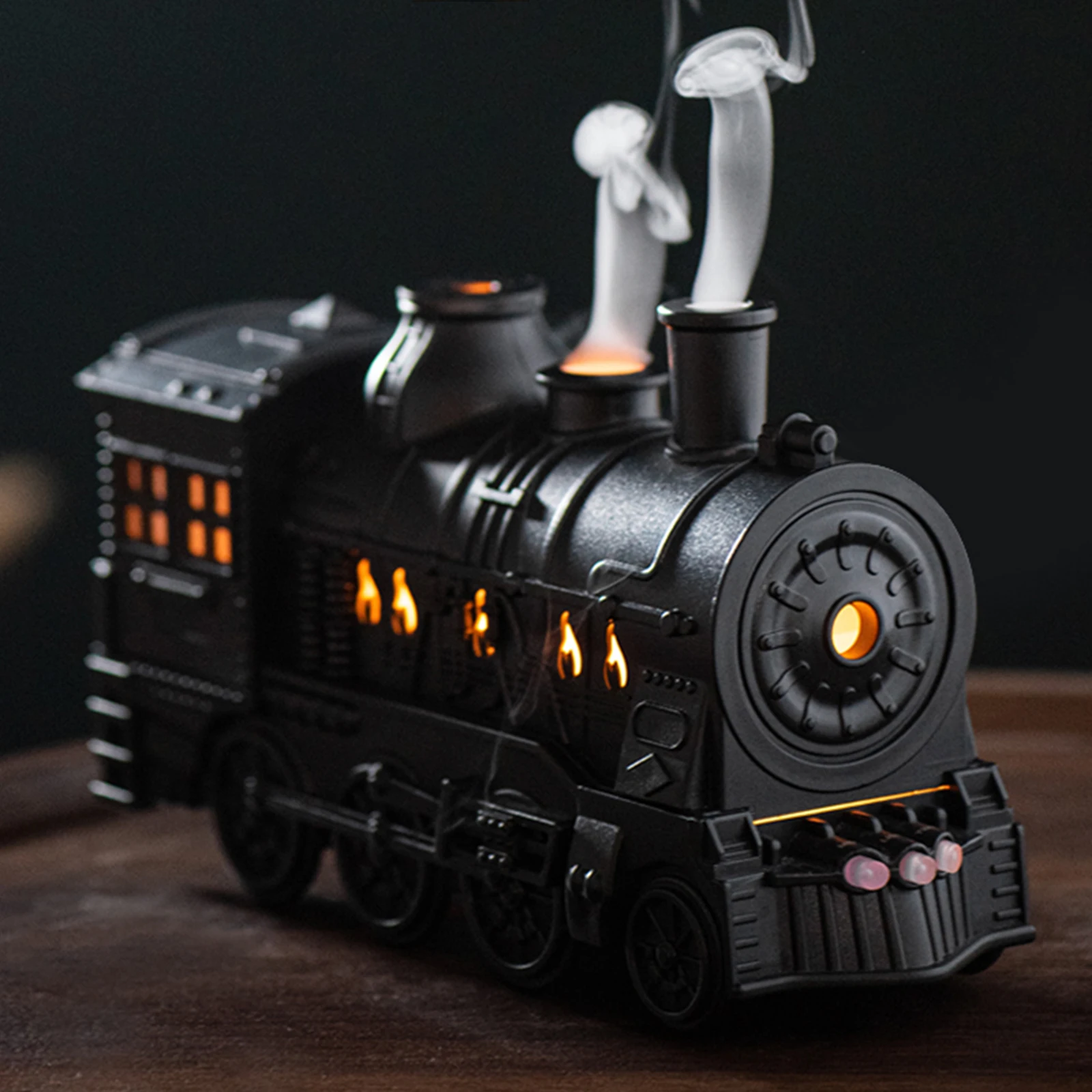 

300ML Vintage Steam Train Essential Oil Diffuser with 2-Color LED Light/2 Mist Modes Cool Mist Humidifier for Office Bedroom