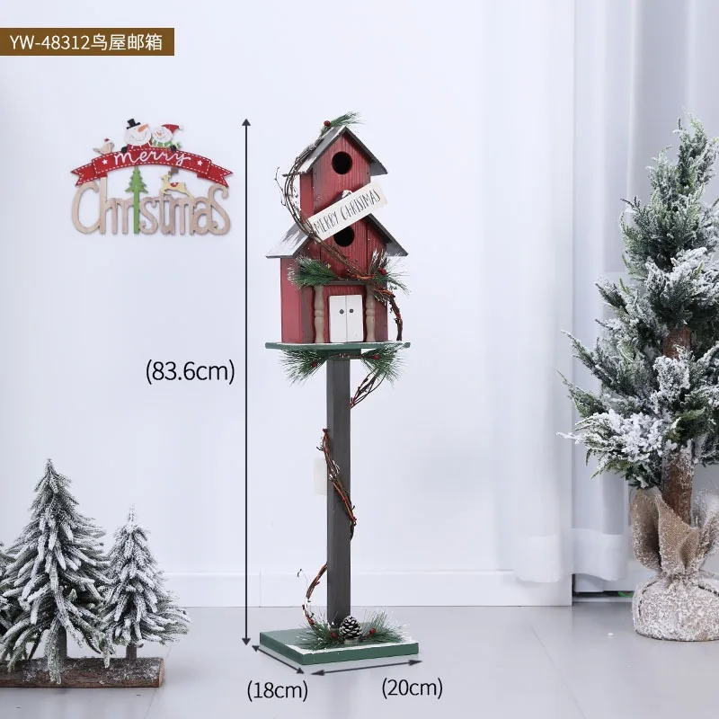 

Christmas Cottage Mailbox Indoor Outdoor Decor Wooden Desktop Scene Arrangement Festive Gift
