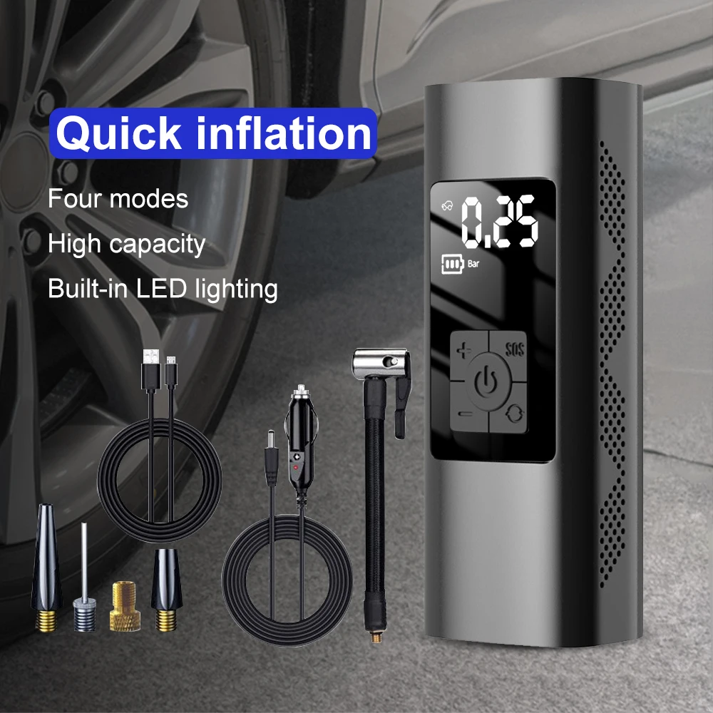 PECHAM 150PSI Rechargeable Air Pump 6000mA Tire Inflator Cordless Portable Compressor Digital Car Tyre Pump for Bicycle Tires