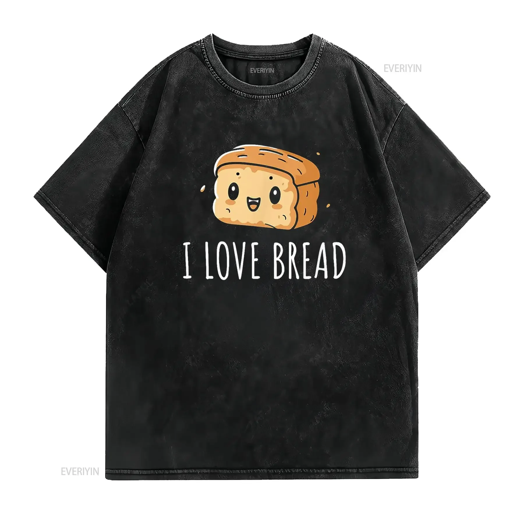 I Love Bread T Shirt vintage Washed Slightly Stylish fashion homme Top For Everyday Wear Unisex Breathable designer clothes