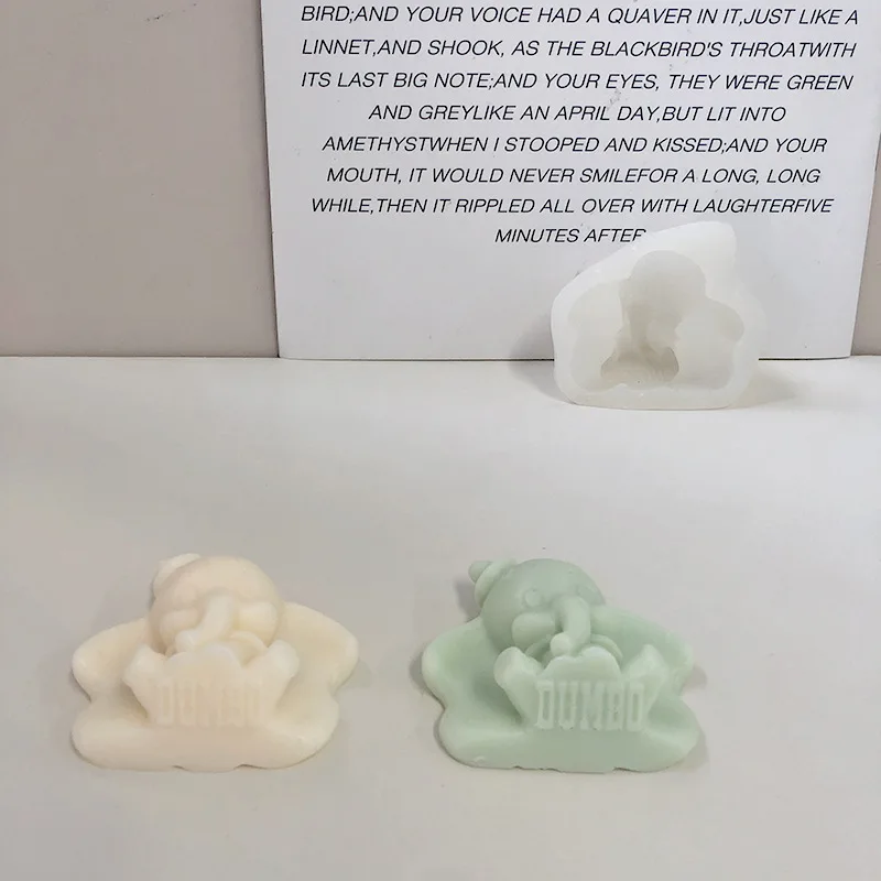 Baby Elephant Candle Silicone Mold 3D Big Ear Elephant Plaster Soap Resin Mould Chocolate Cake Home Decor Artefakt Rękodzieło Prezent