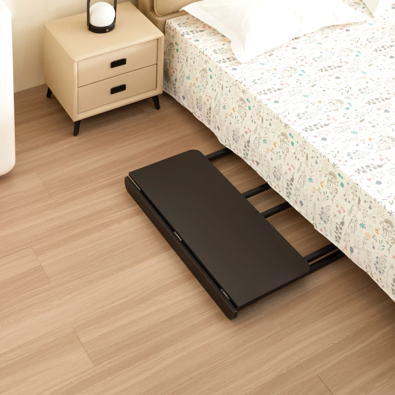 Green forest Folding Desk Small Rolling Desk With Storage Shelf Inch Fold able Computer Desk Wheels  sturdy and stable Black