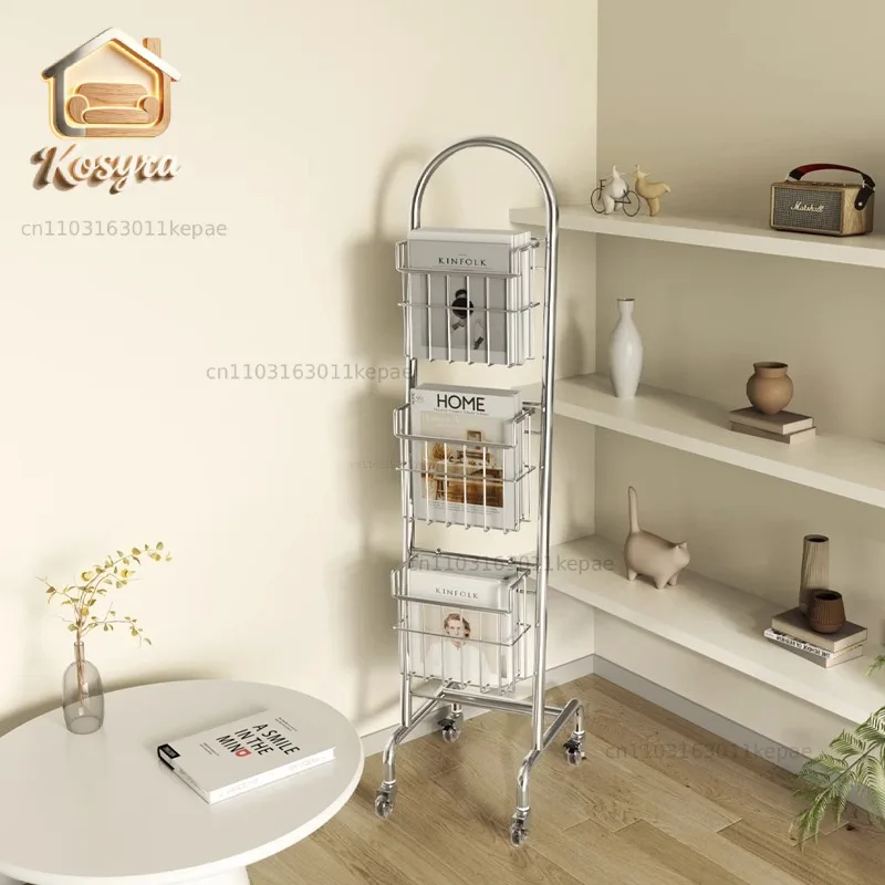 Mobile Living Room Magazine Racks Office Corner Shelf Display Magazine Racks Metal Modern Furniture Rek Voor Tijdschriften MHSNJ