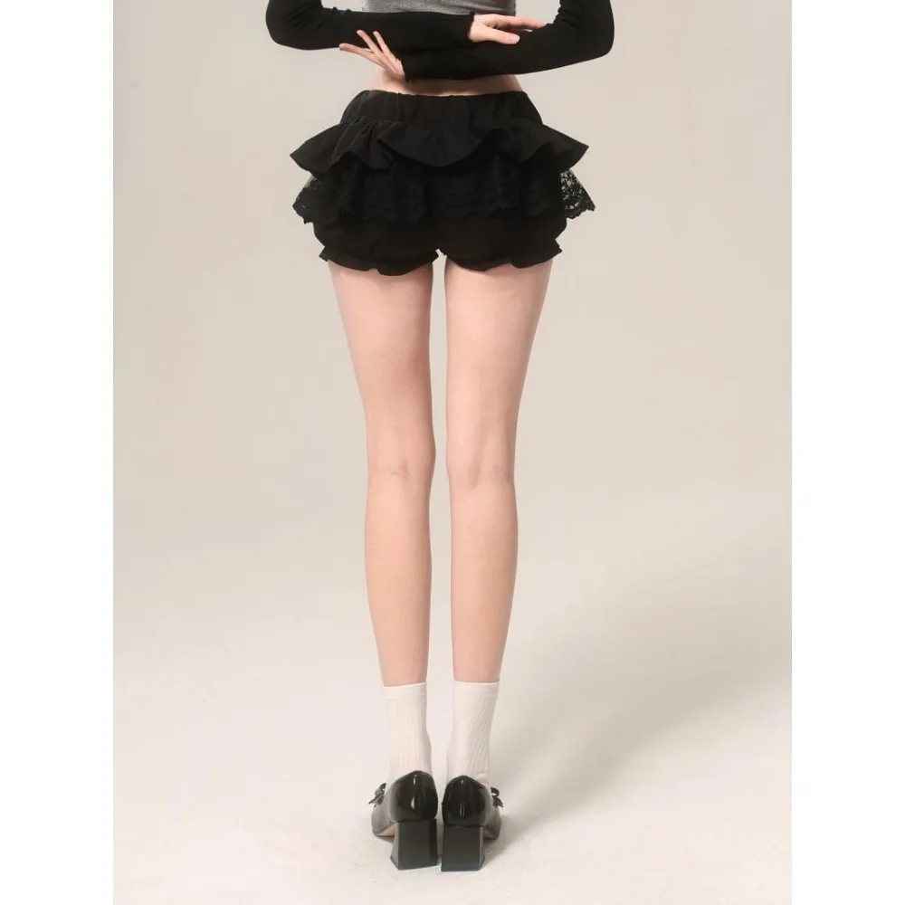 High Quality Hot Selling Lolita Fluffy Black High-end Short Skirt Bow Lace Design Half Skirt Women Skirts Pants Sweet Streetwear