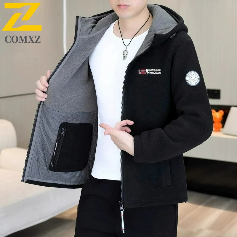 

Новая зимняя куртка, модная трендовая ретро спортивная толстая теплая куртка из овечьей шерсти, мужская повседневная свободная удобная высококачественная флисовая куртка