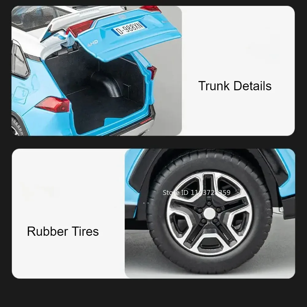 1:22 Scale RAV4 I8 รถของเล่นเครื่องประดับรุ่นโลหะผสมDiecastเสียงประตูเปิดดึงกลับยางยางรถของเล่นเด็กของขวัญ