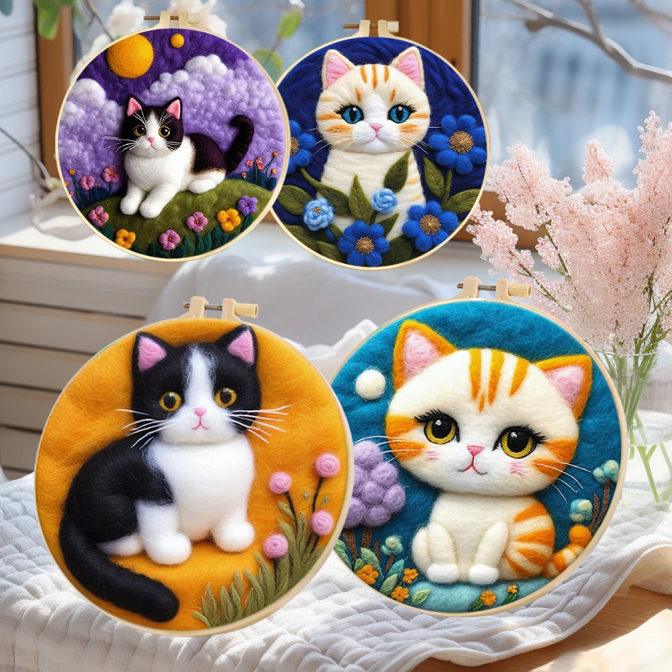 

GATYZTORY Wool Felting Set Cute Cat Adult Crafts Needle Felting Wool Felting Kit Felt Fabric Diy Kit Needlework felt Handicraft