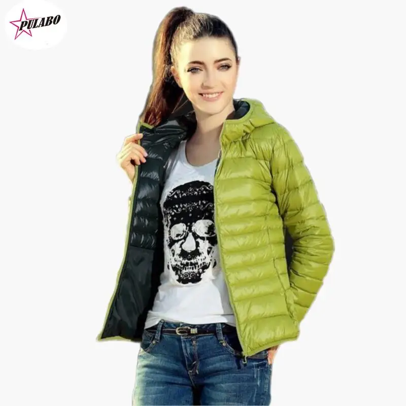 PULABO Chaquetas Mujer Women Jackets Hooded Candy Color Casaco Feminino Black/Red/Blue/Coffe/Light Green XS-XL