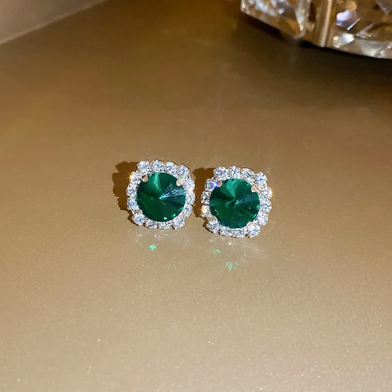 FYUAN Luxus Halskette Ohrringe Sets Grün Kristall Halskette Frauen Hochzeiten Braut Schmuck Zubehör – Detail 5