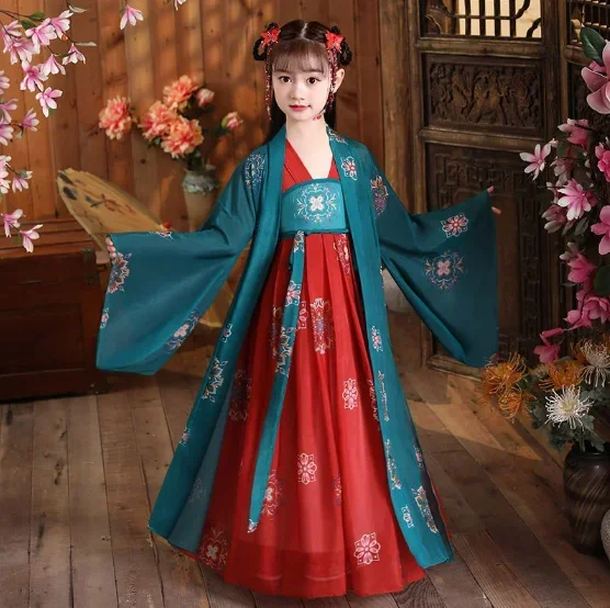 女の子のための中国のタングスーツ,子供の漢服,古代の衣装,スーパーフェアリー,プリンセス,ステージスタイル