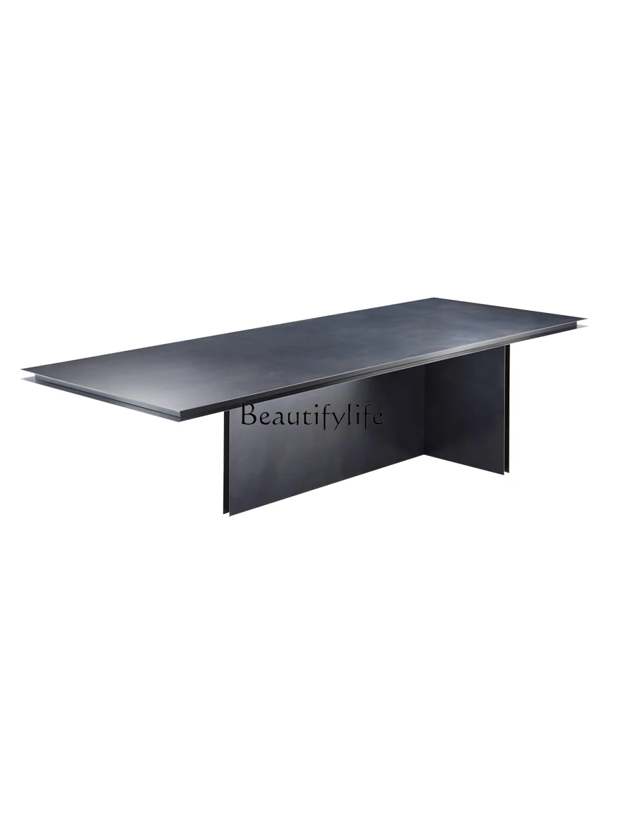 Italian minimalist dining table rectangular modern light luxury wrought iron dining table