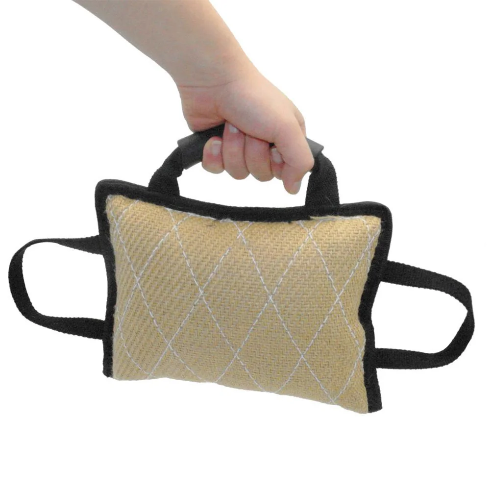 

3 Handles Bite Pillow Reinforced Linen Construction Canine Bite Work Practice Tool for All Ages Training Pillow