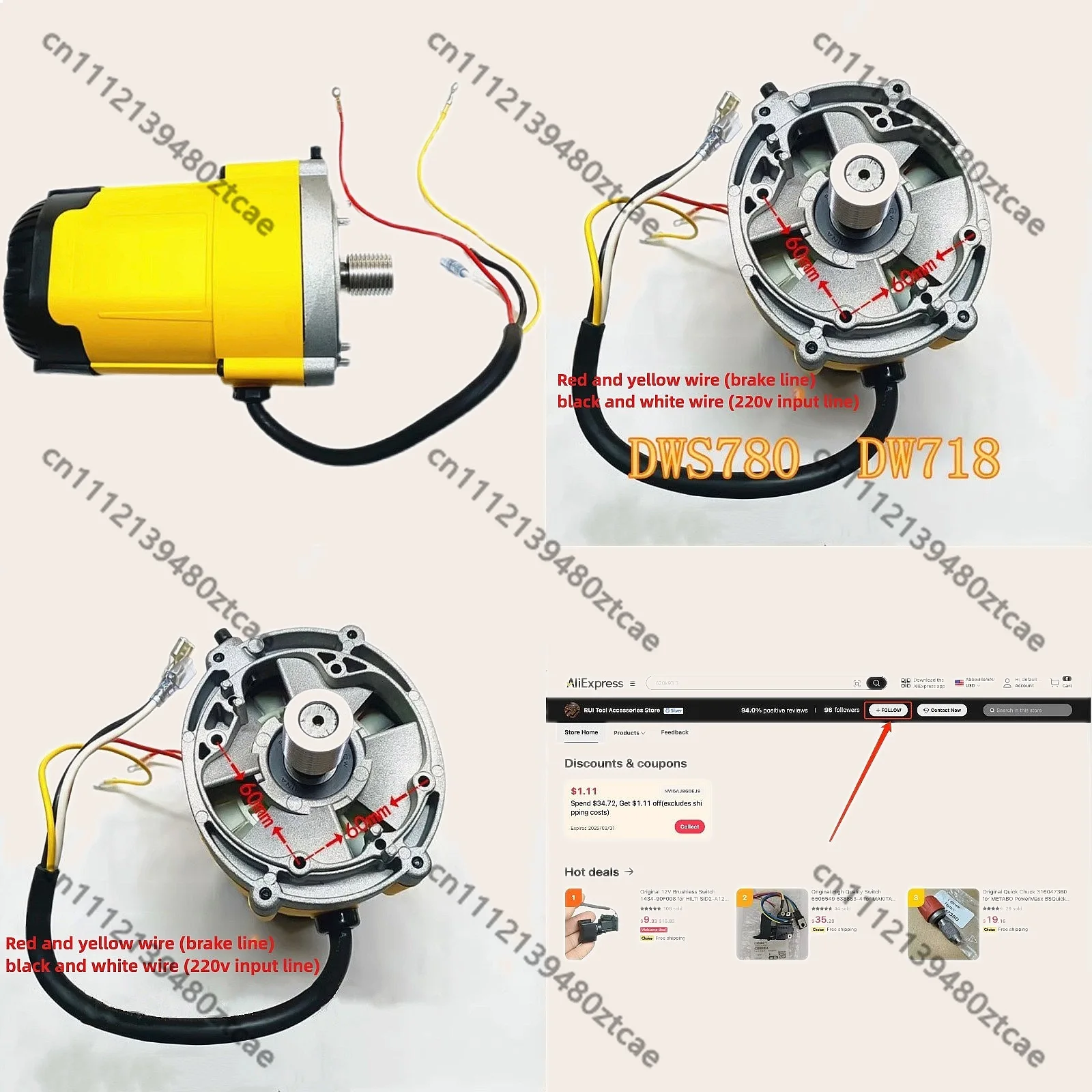 Conjunto de Rotor y Estator de Motor Original N469232 N675711 para Sierra Ingletadora Dewalt DWS780 DW718