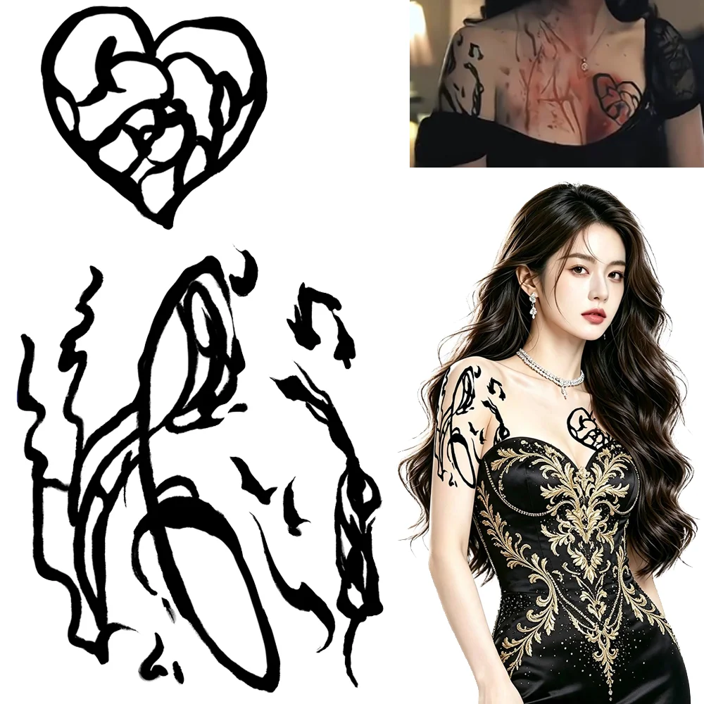 Nikki Cosplay Obsession Costume Accessory Heart Rose Musical Note Temporary Tattoo Stickers Waterproof Art Decals For Chest Arm