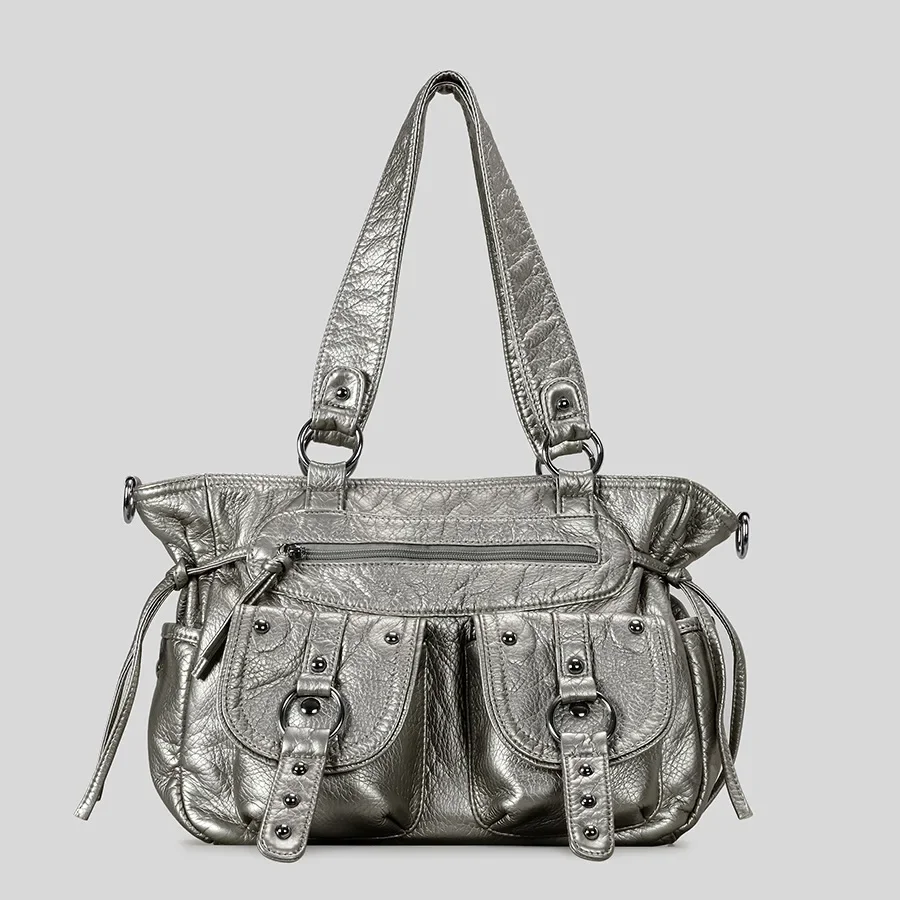 

Fashion Rivet Large Capacity Tote Bag Punk Women Shoulder Bags Luxury Pu Leather Crossbody Bag Trend Quality Motorcycle Bag