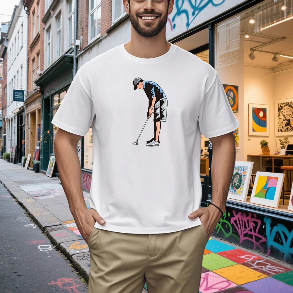 Summer New Short Sleeve T-Shirts For Men Golf Sports Graphic Printing Tops Adventure Casual Round Neck Cotton Tees Man T Shirts