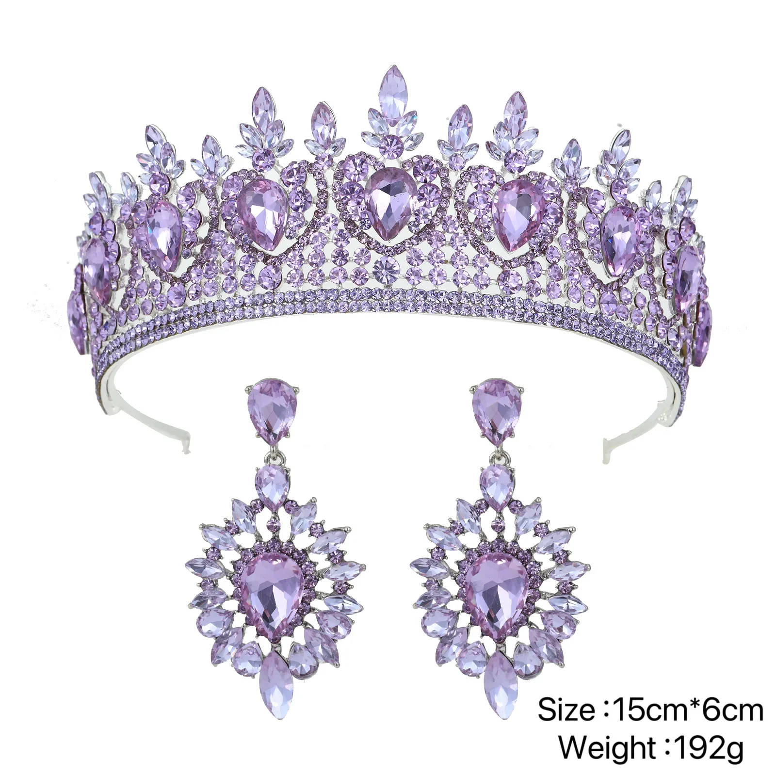 Crystal Bridal Crown Tiaras For Wedding Headdress Luxury Queen Princess Tiaras Crowns With Earring Set Pageant Bride Headpiece