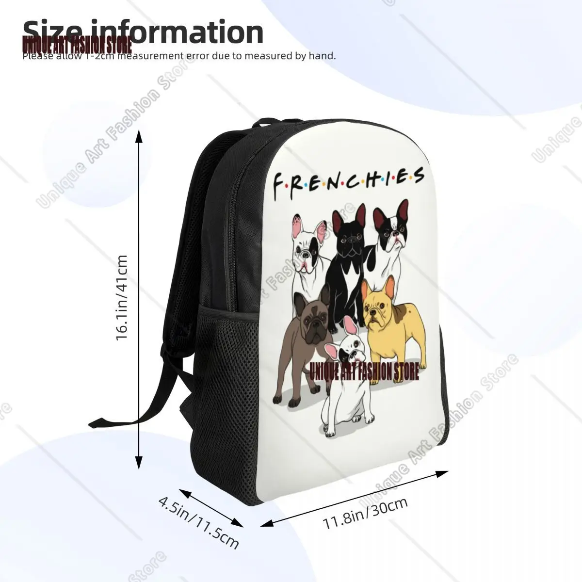 Zaino personalizzato Bulldog francese Uomo Donna Bookbag di base per borse per cani da compagnia per animali Frenchie della scuola universitaria