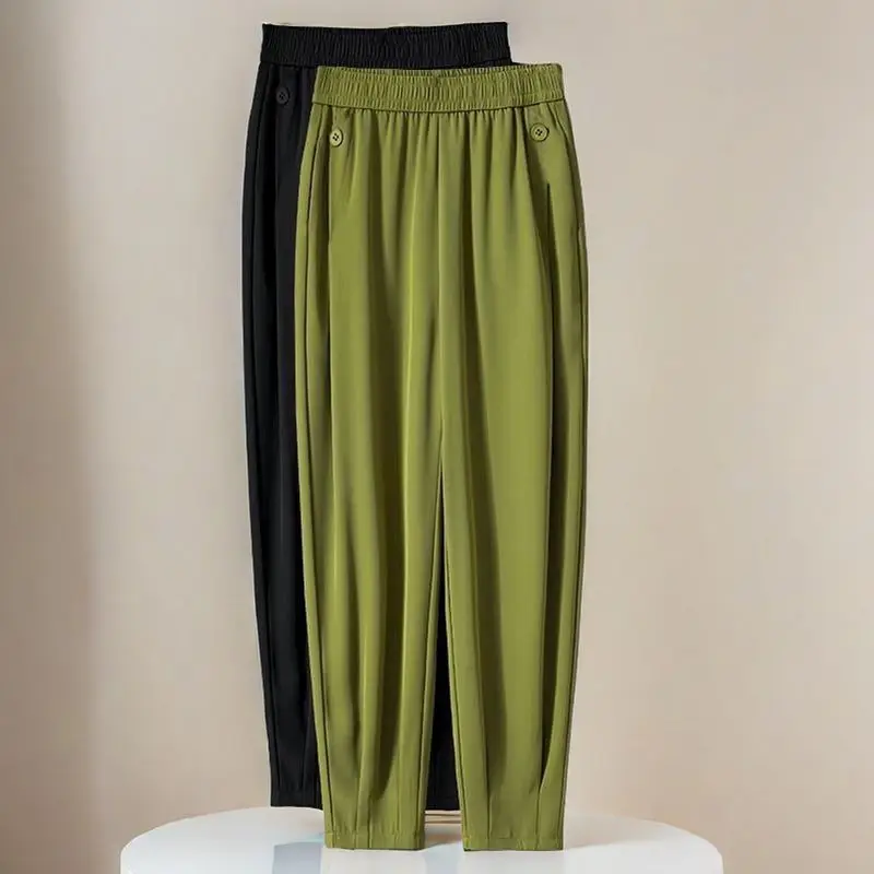 

Ice Silk Women's Pants Thin Summer Slim Fit Tapered Harem New Summer Nine-point