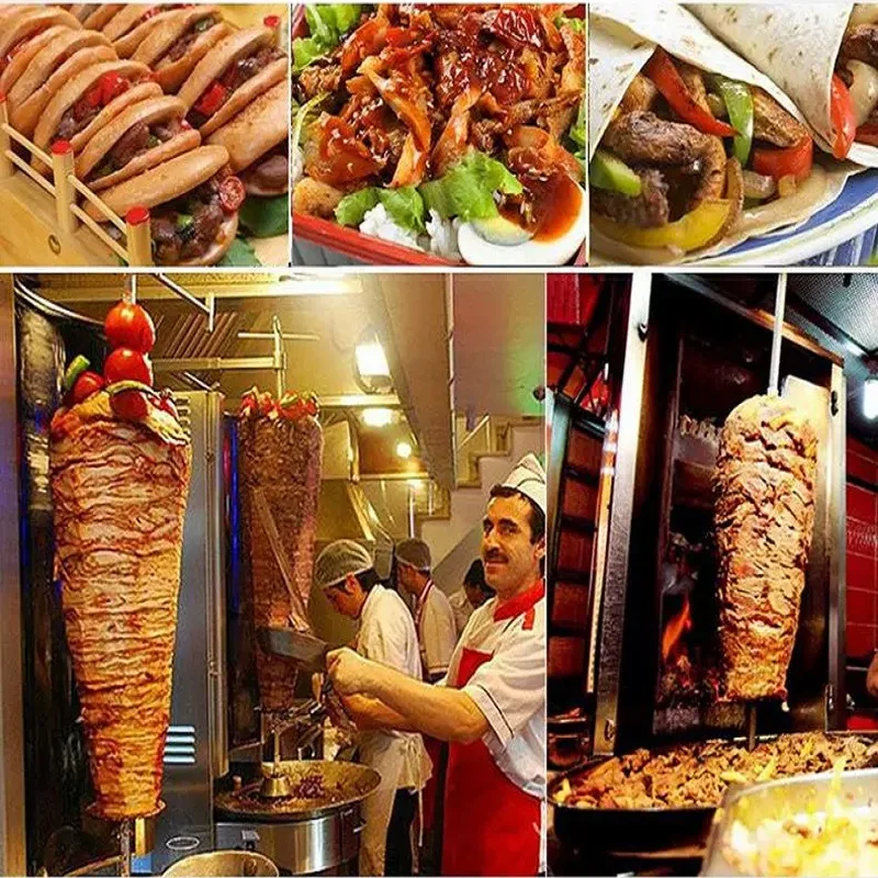 

Turkish BBQ Machine Vertical Broiler Automatic Gyro Rotating Doner Stainless Steel Kebab Maker Chicken Shawarma Grill Machine