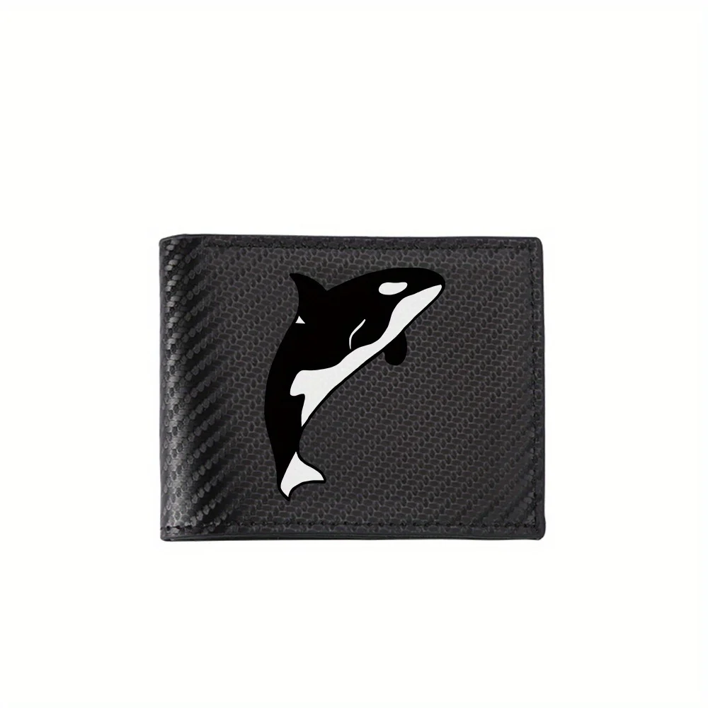 

Killer whale swimming black white Men's Wallets Simple Business Modern Stylish Printing Design Gifts For Father Boyfriend Christ