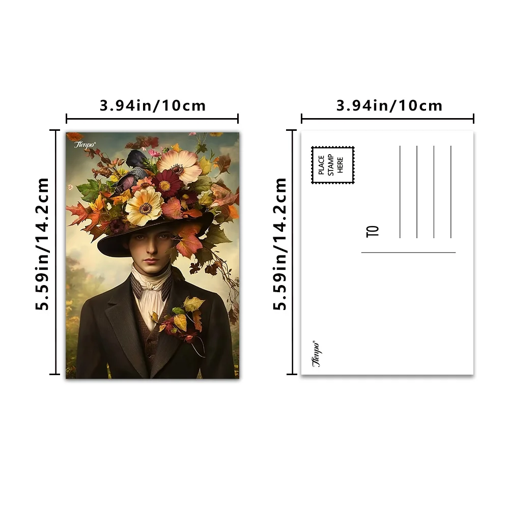 16pcs head-wearing fresh flowers postcards, New Year gifts, Christmas gifts, living room decoration, bedroom decoration