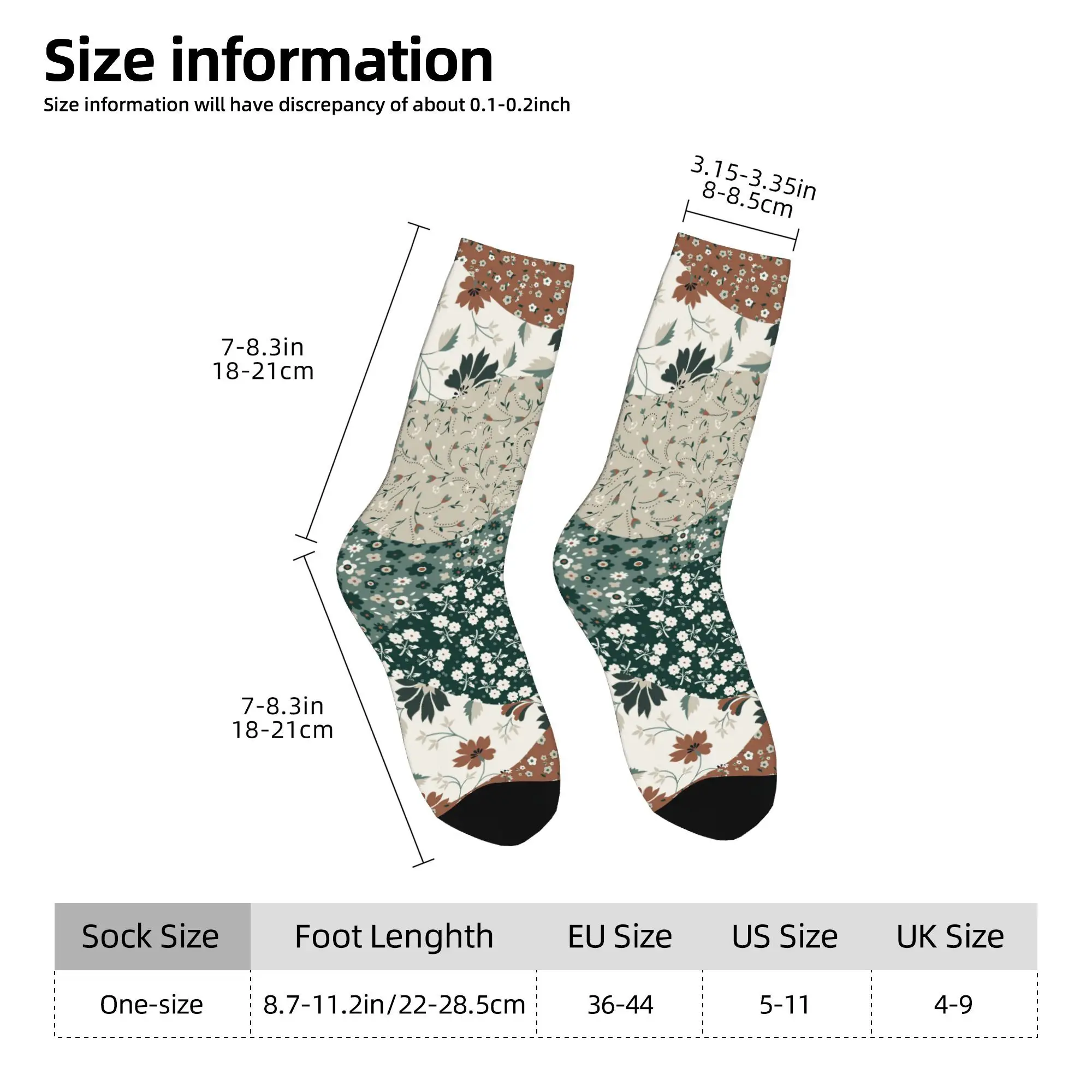 1pc Flower Patchwork  Printed Men's Socks Novelty Hip Hop Harajuku Pattern Crew Sock Casual Gift