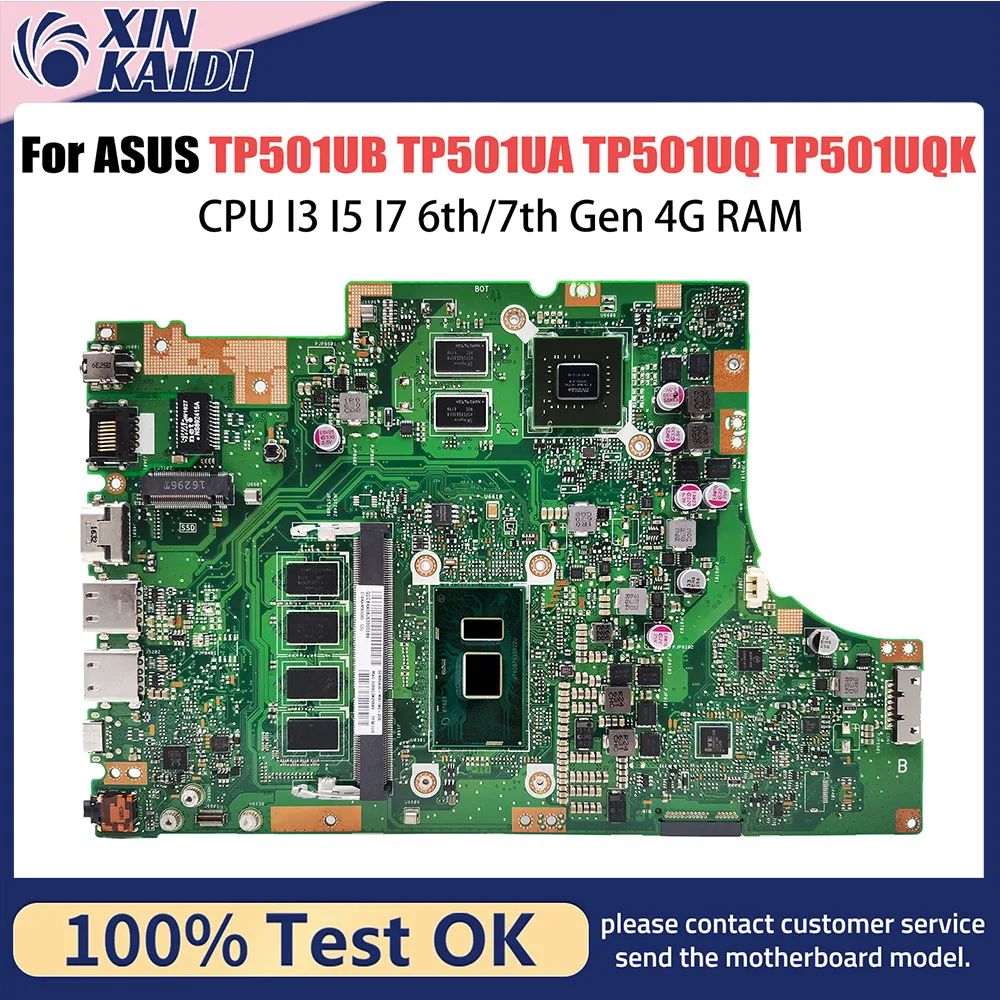 TP501U Notebook Mainboard For ASUS Vivobook TP501UB TP501UA TP501UQ TP501UQK Laptop Motherboard CPU I7 Gen 4G RAM GT940M