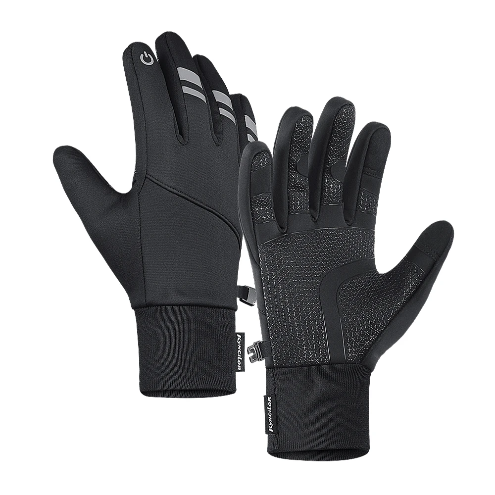 

Winter Warm Outdoor Cycling Gloves Men Black Touchscreen Windproof Bicycle Gloves Ski Camping Hiking Motorcycle Gloves Running