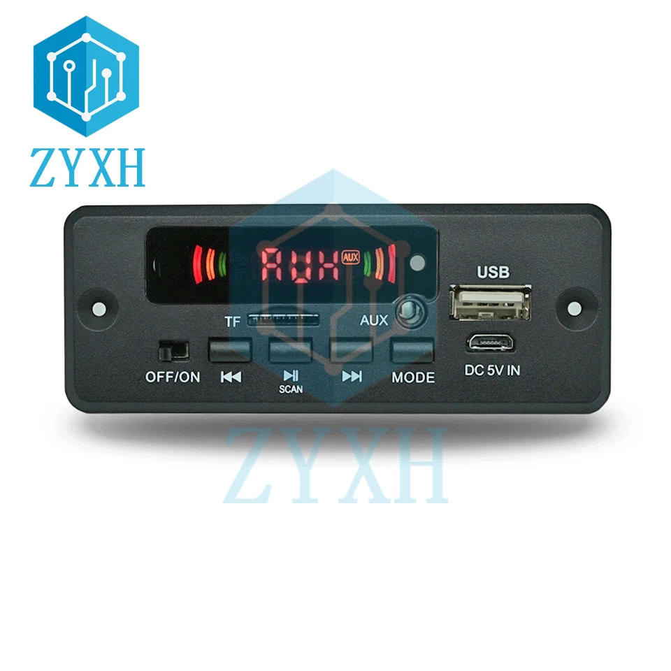 DC 5V 12V 24V Car MP3 Decoder Board Bluetooth V5.0 WMA WAV Audio Music Player USB TF AUX 2*3W Amplifier Color Screen For Speaker