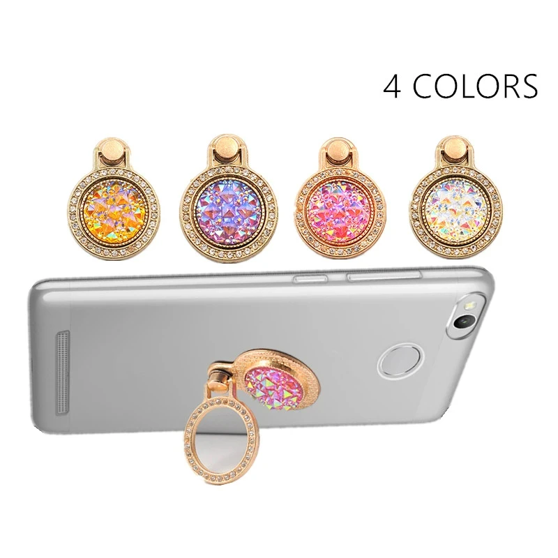 gemstone Diamond 360 Degree Finger Ring Buckle Stand Holder  For Mobile Phone Universal all Smartphone support