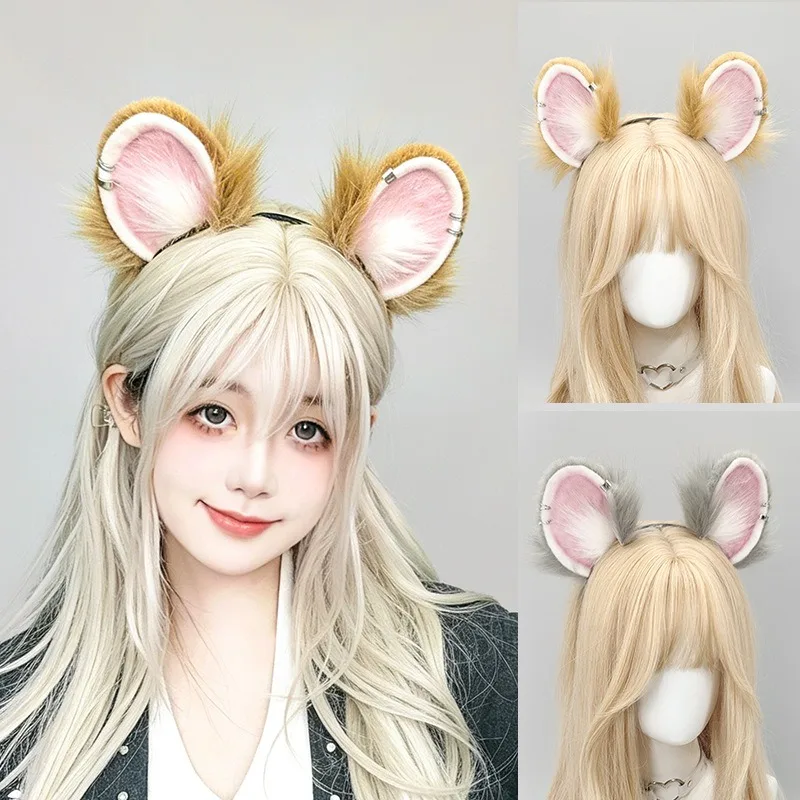 

Handwork Anime Cosplay Props Cute Mouse Ears Headband Furry Fursuit Hamster Ears Headwear for Halloween Party Role Play