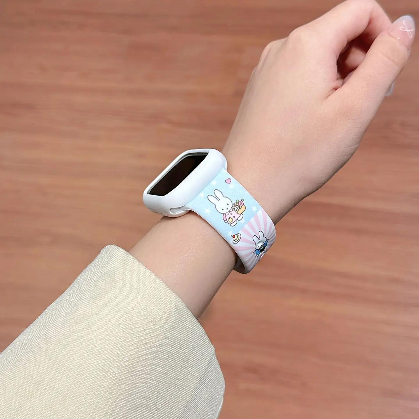 Dopamine Color Miffy Silicone Watch Band Cute For Girls Compatible Apple Watch S11/S10/9/8 Iwatch Replacement Strap Cartoon Cute - view 4