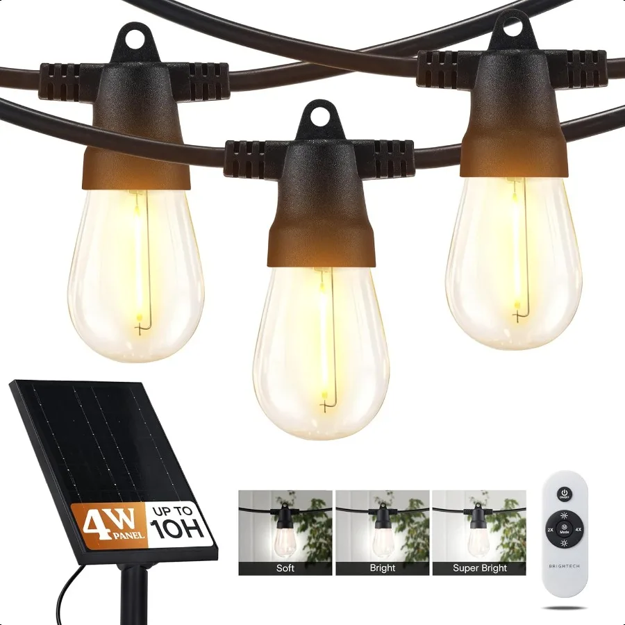 

Ambience Pro er Bright Solar 27Ft Remote Control Outdoor String Lights with 12 Shatterproof S14 Bulbs Commercial Grade LED Wate