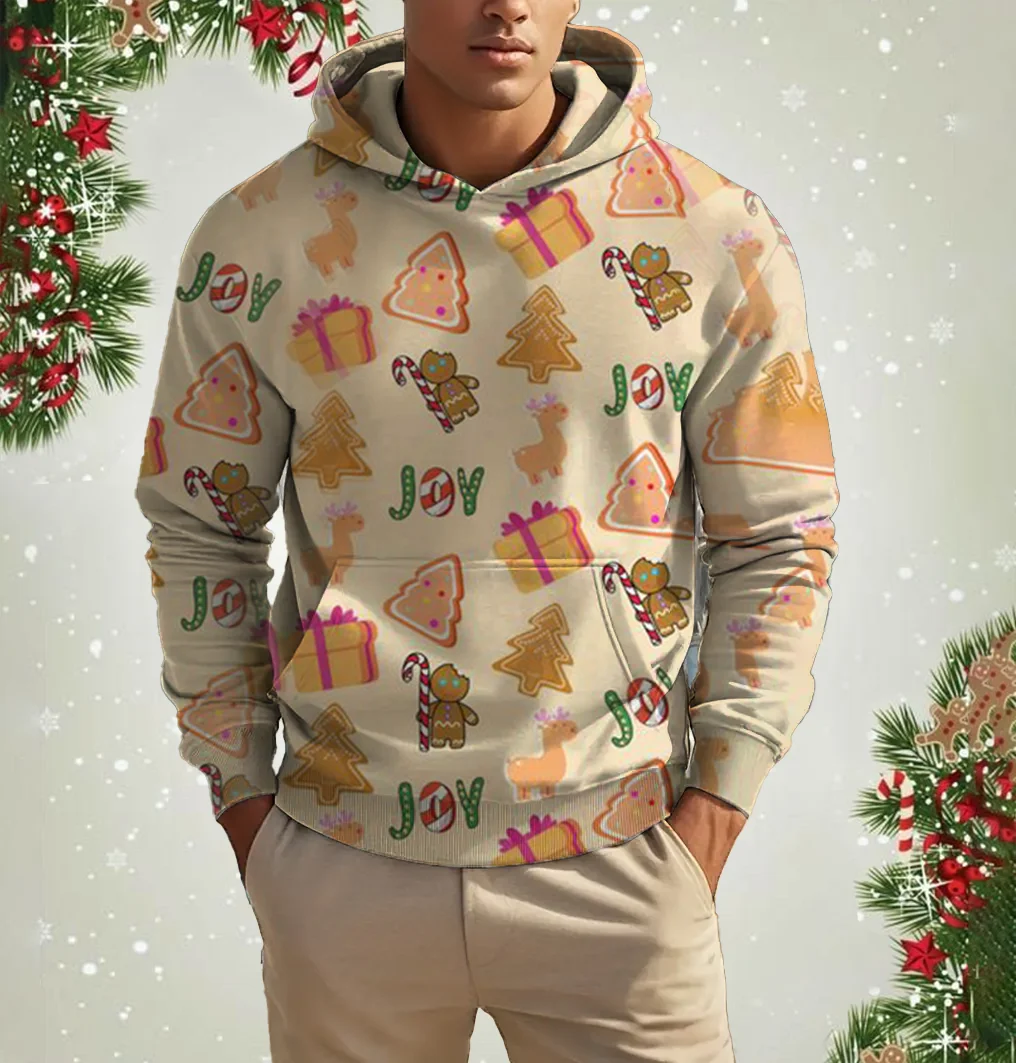 سانتا كلوز طباعة الرجال هوديس عيد الميلاد عنصر السنة الجديدة الملابس أزياء فضفاضة السترة الخريف والشتاء بلوزات غير رسمية