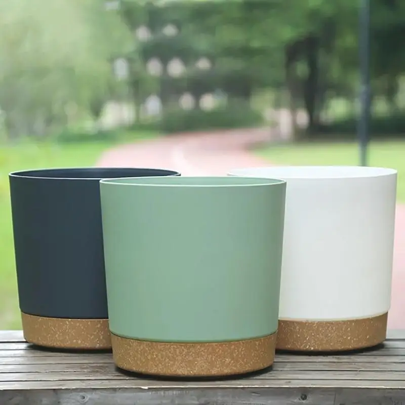 8 بوصة الراتنج الزهرية زهرة وعاء النبات شرفة فناء بوعاء النبات الزهرية مع الصرف حديقة المنزل صينية P9YB #3