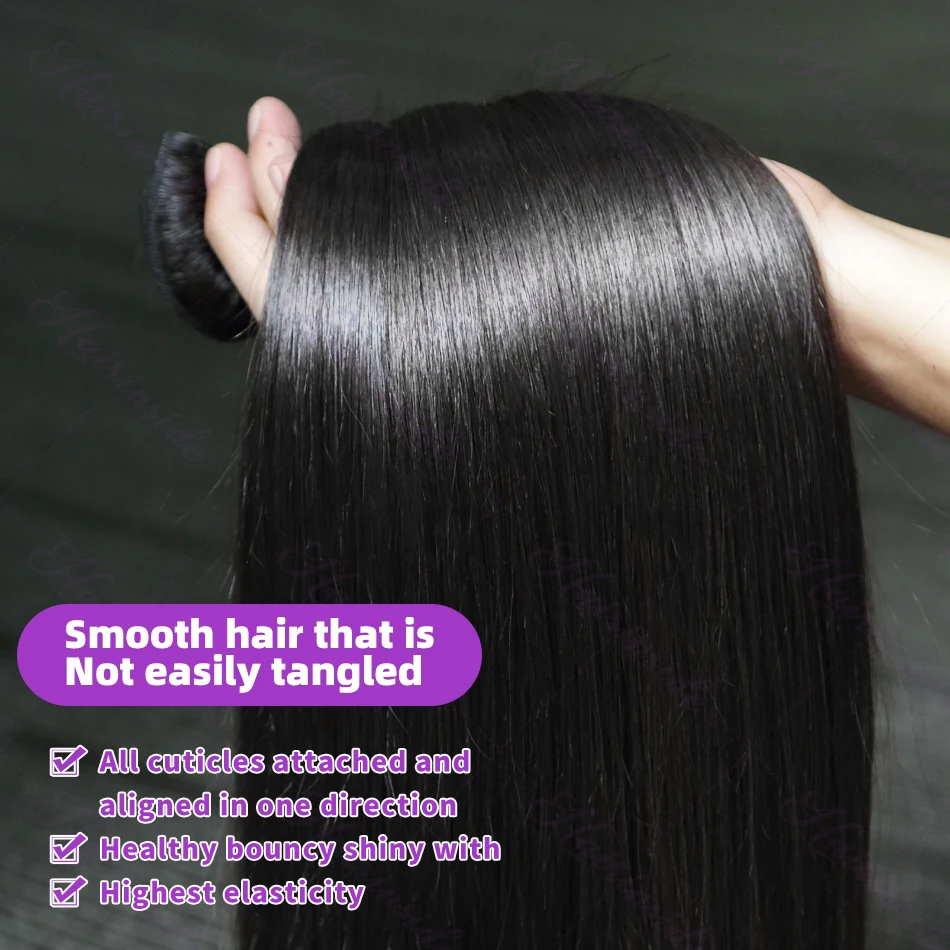 حزم شعر بشري برازيلي مستقيم 100% 30 بوصة ملحقات عذراء غير معالجة 3 4 حزم لحمة مزدوجة تجديل الشعر السائبة #2