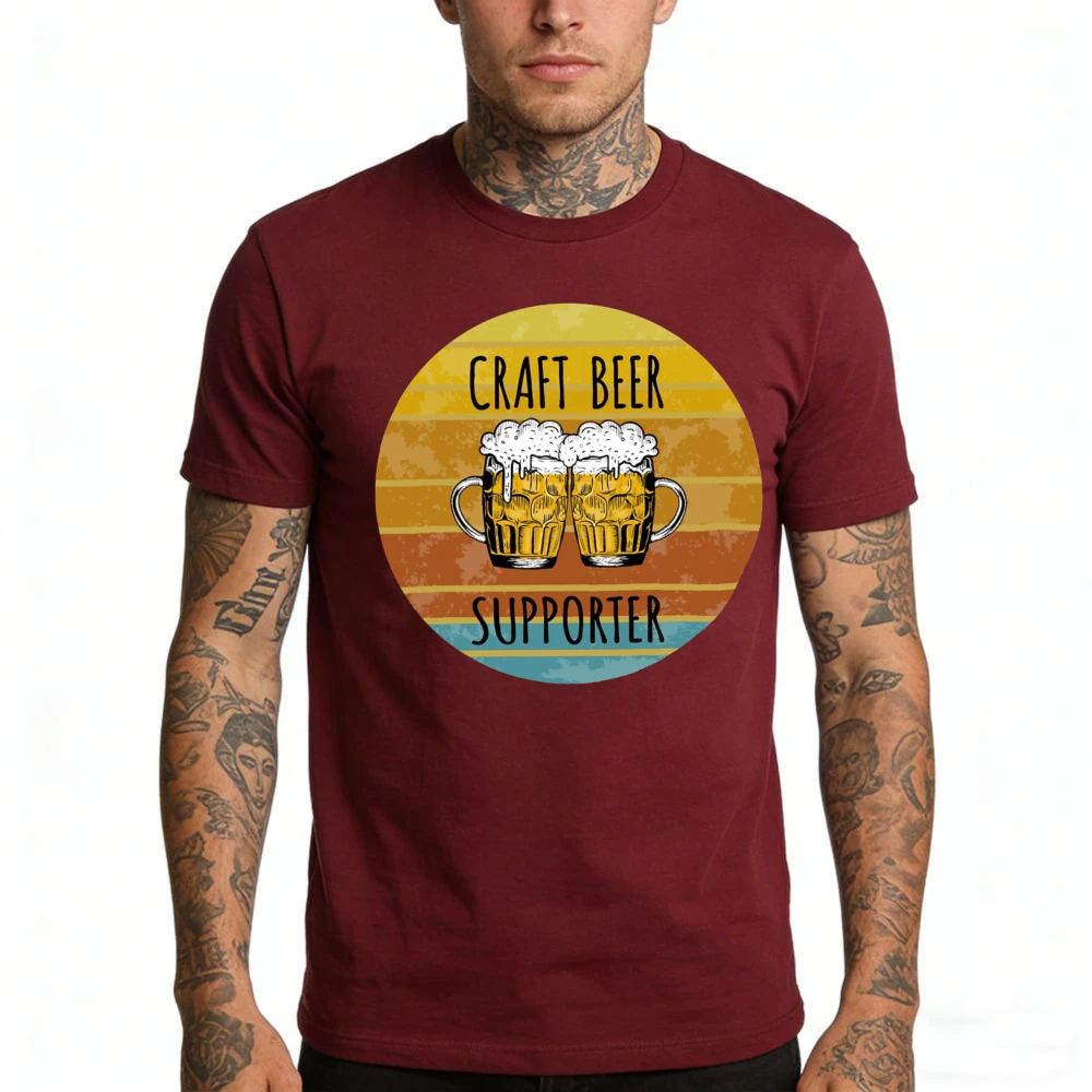 Craft Beer Supporter Summer Casual Men T-Shirt Cotton Short Sleeve Beer Party Tops Fashion Top for Beer Lovers Gift Idea