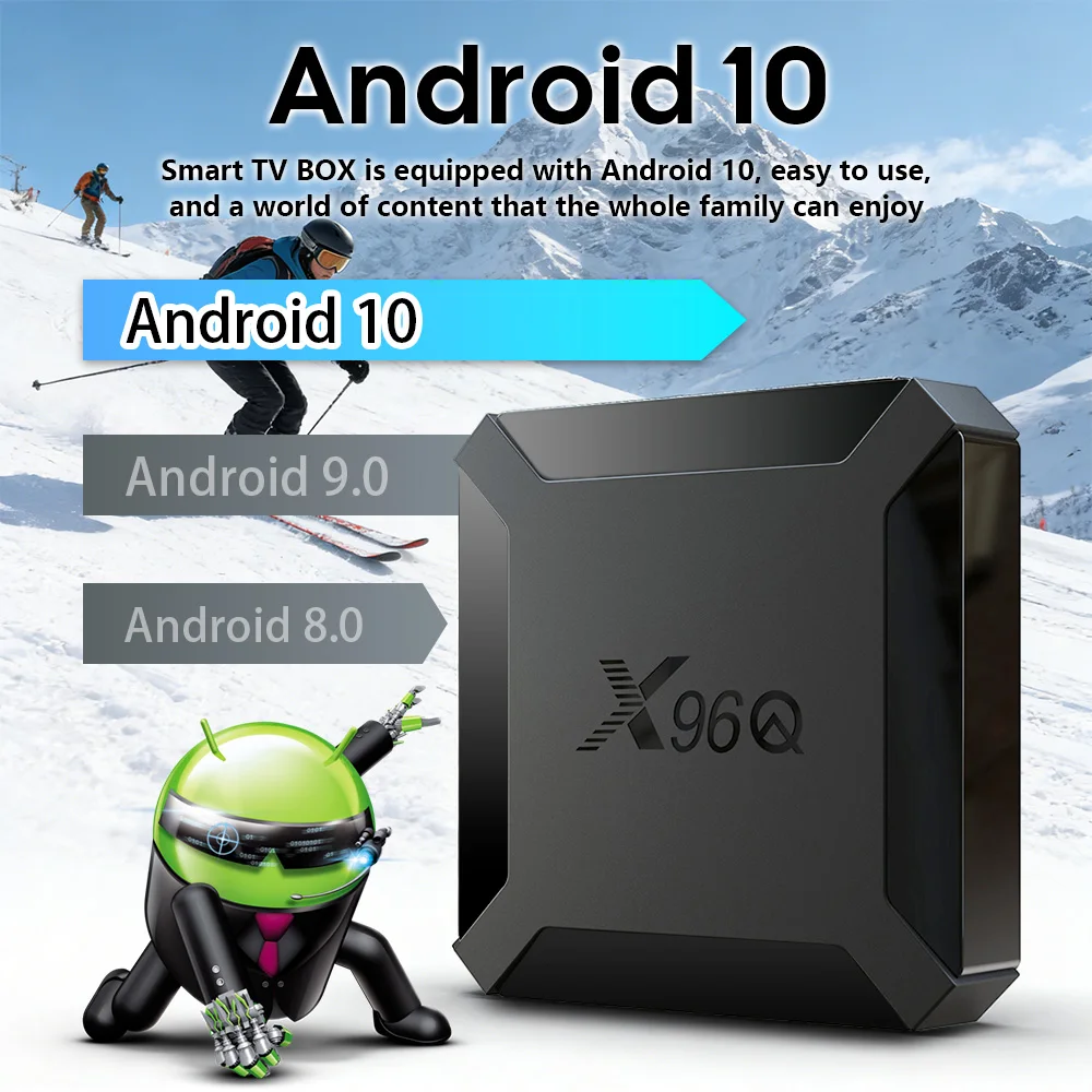 X96Q Android10 TV BOX Allwinner H313 Quad Core Wifi 4K HD Home Media Player Set Top Box 1GB 8GB/ 2GB 16GB Storage