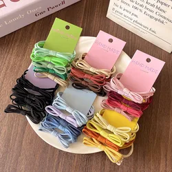 5Pcs/Set Colorful Cute Bow Hair Ties Ropes Elastic Seamless Ponytail Holder Rubber Band For Women Girls Hairwear Accessories