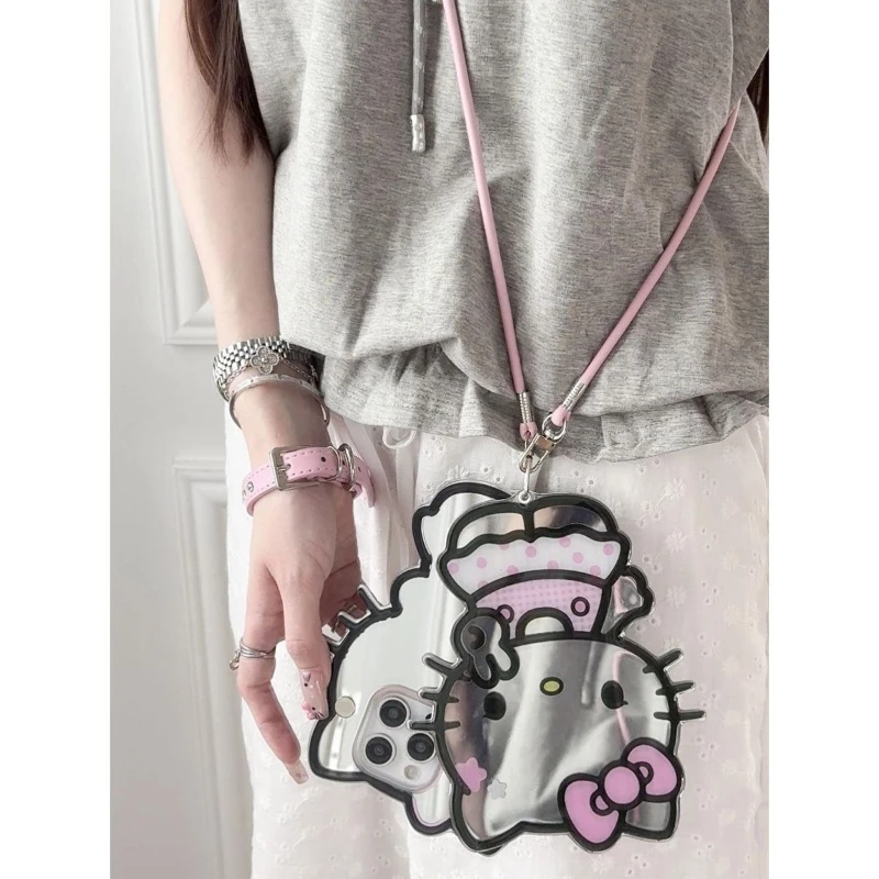 Kawaii Hello Cute Kittyt Crossbody Phone Case with Slide Out Makeup Mirror for IPhone 17 Pro Max 16 Pro New Model Birthday Gift view 2