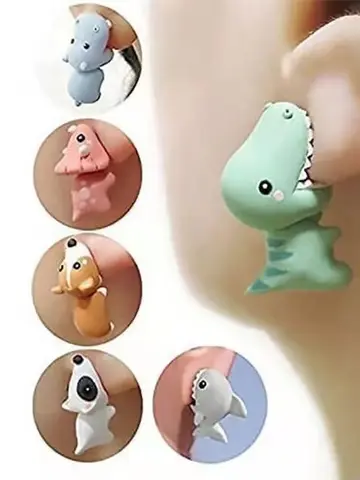 FTCY 동물 무는 만화 스터드 귀걸이 여성을위한 귀여운 공룡 작은 개 고래 점토 물린 귀 귀걸이 재미 있은 보석 소녀 Best5