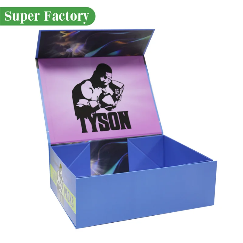 499pcs Custom Design Logo Printing Luxury Foldable Blue Boxing Glove Gift Box With Magnetic Flip-top Closure wj95