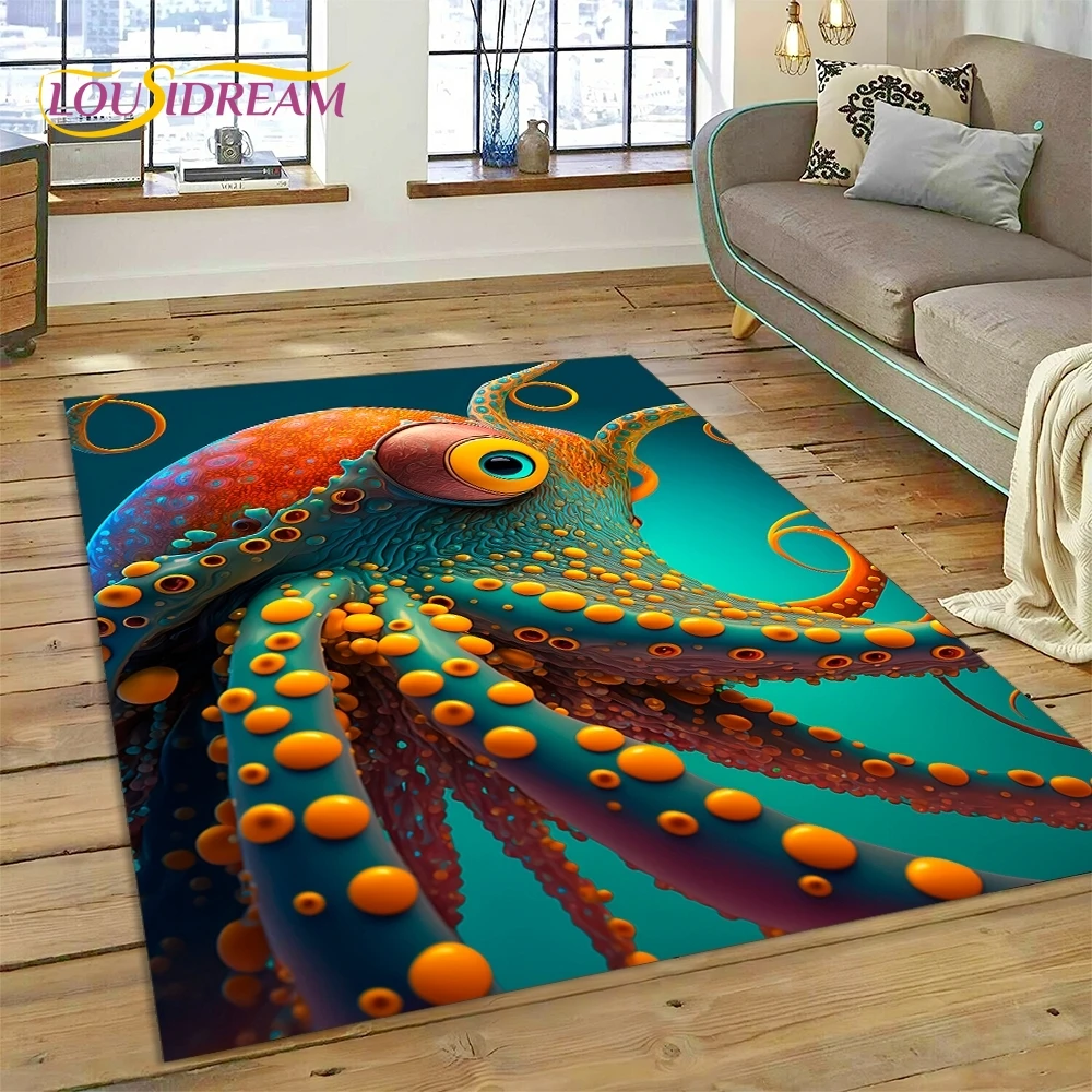 Karpet kartun lumba-lumba dasar Air Dunia Bawah Air 3D untuk dekorasi rumah ruang tamu kamar tidur dekorasi, anti-selip untuk hadiah Sofa anak