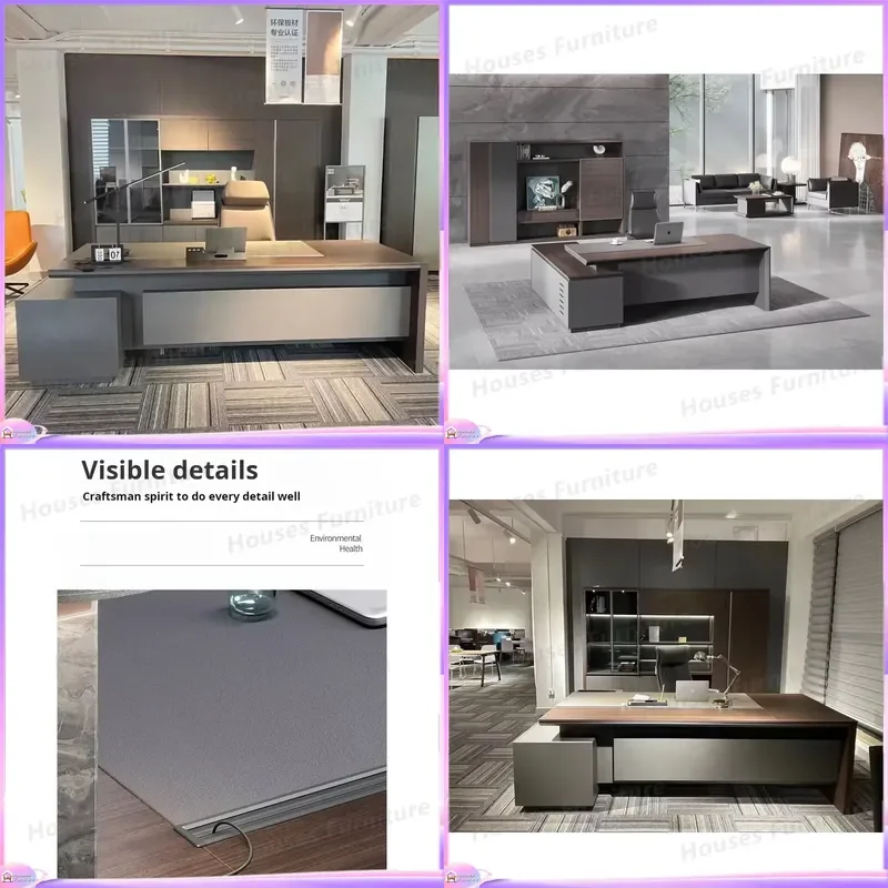 Luxury Modern L Shape Executive Desk Wooden Office Furniture CEO Manager Workstation Boss Table Large Computer Desk Home