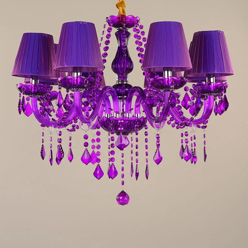 

European Living Room Dining Room Chandelier Creative Purple Bedroom Crystal Lamp Cloakroom Lamp Bar KTV Aisle Chandelier