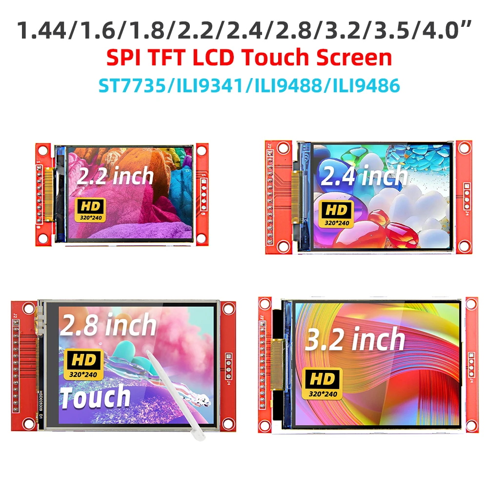 Ili9341ili9488 480*320 240*320 1,44 1,8 2,2 2,4 2,8 3,2 4 Zoll spi tft lcd Bildschirm buntes Touch-Display-Modul für Arduino