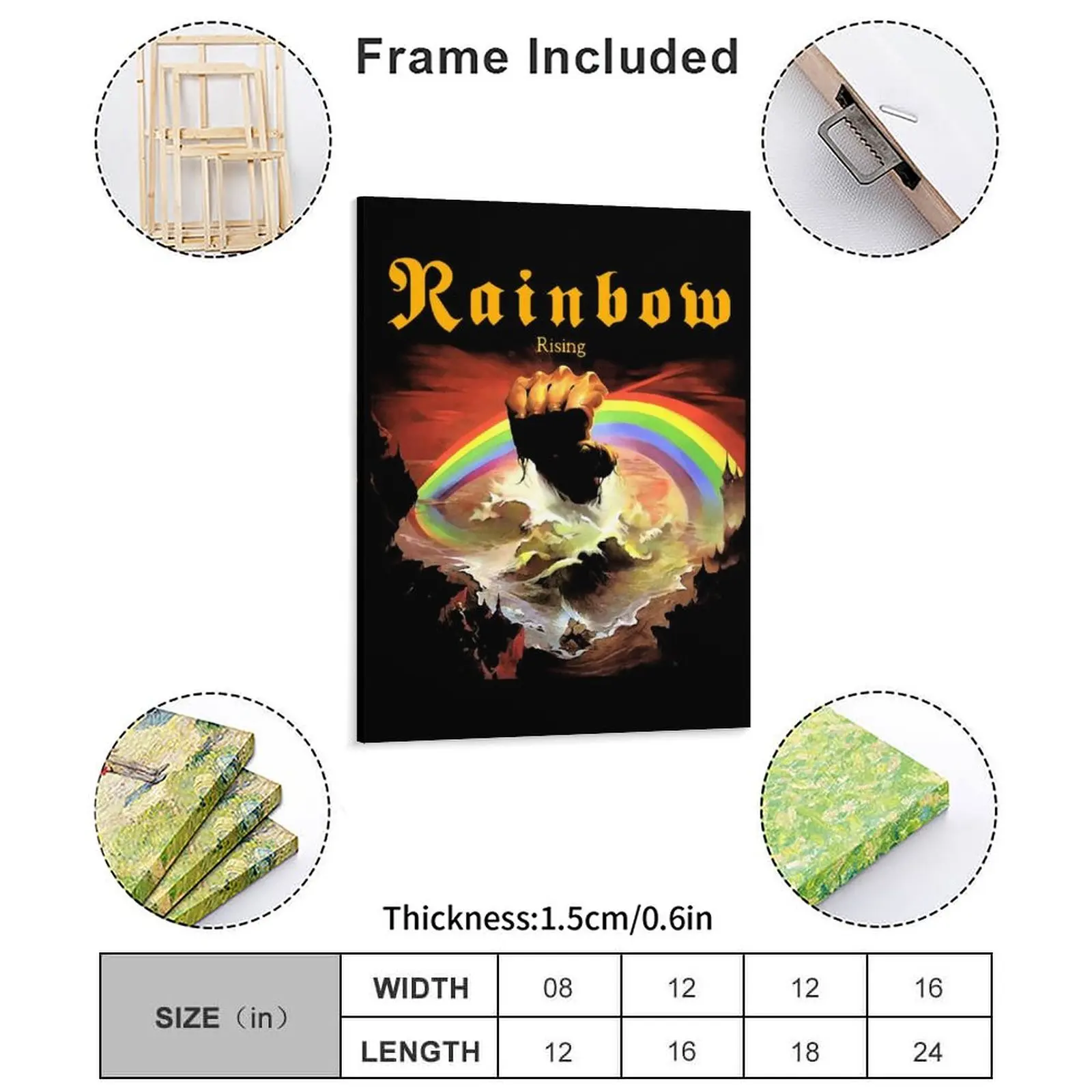 Rainbow Rising Band Poster Canvas Painting Pub Party Plates Design Wall Decor Framed Wall Paintings