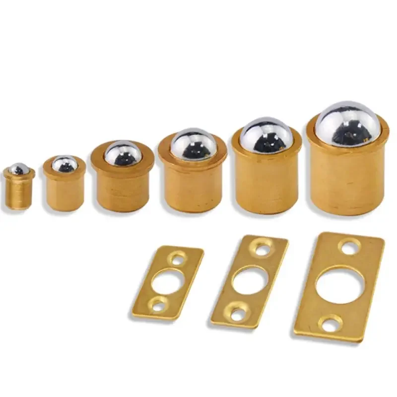 10PCS/Lot Brass Plated Closet Door Drive-in Ball Catch w/ Strike Plate, Ball Catch Door Hardware for Closet, Cabinet, Furniture